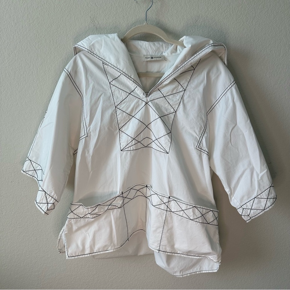 Tory Burch diamond-stitch poplin tunic SZ US 10 - Picture 3 of 12